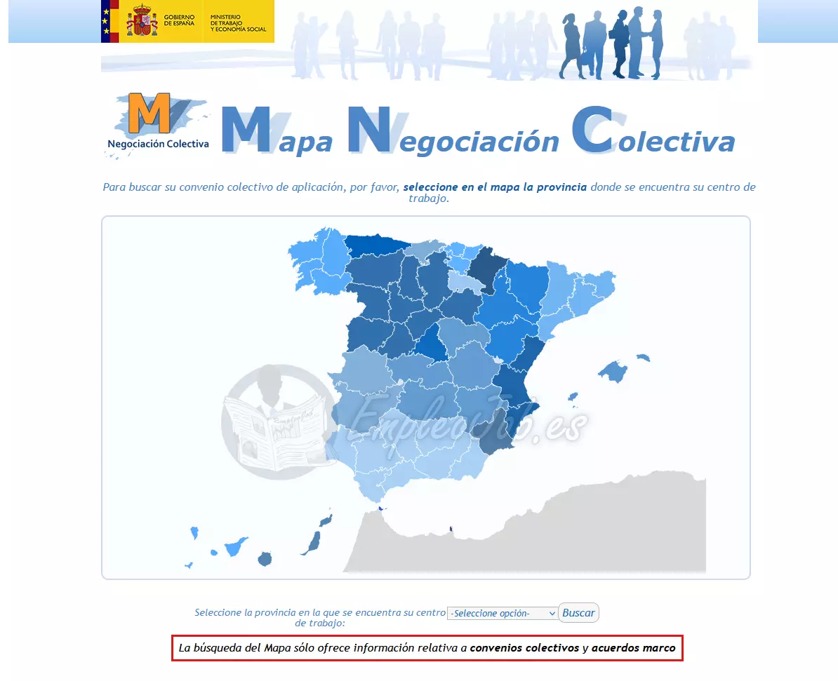 Mapa negociación colectivo del Ministerio de Trabajo y Economía Social